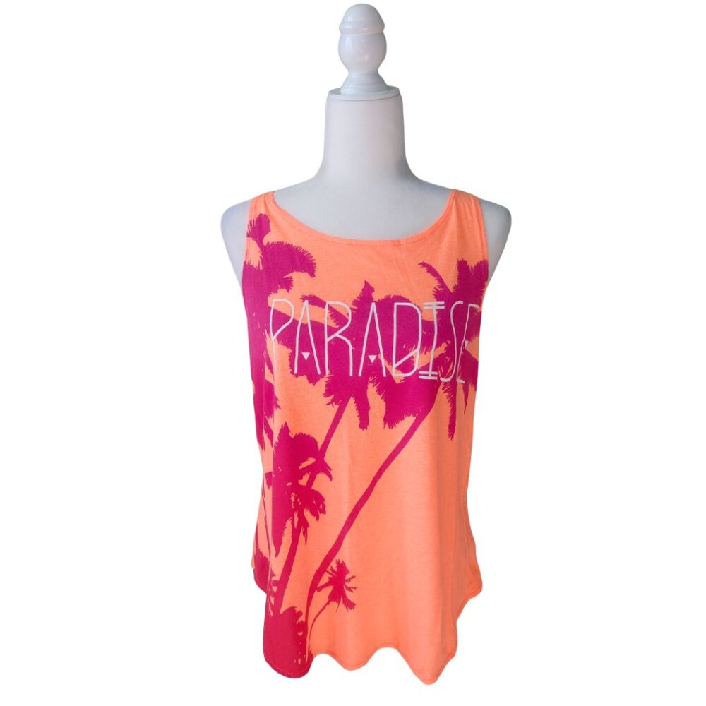 NWT American Eagle Neon Orange Paradise Graphic Tank Top - Size Medium